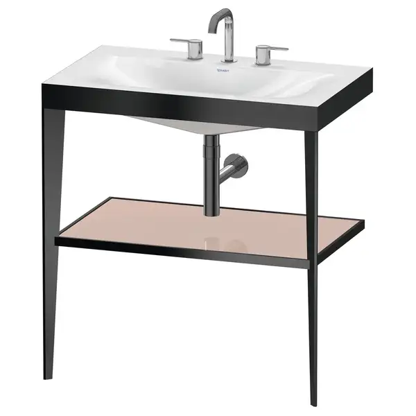 Металлическая консоль с раковиной c-bonded Duravit XViu 80 х 48 х h85 см, чёрный матовый/абрикосовый жемчуг (XV4715TB210) фото 1 Aquada.com.ua Металлическая консоль с раковиной c-bonded Duravit XViu 80 х 48 х h85 см, чёрный матовый/абрикосовый жемчуг (XV4715TB210) фото 1 Aquada.com.ua