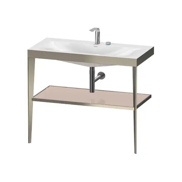 Металлическая консоль с раковиной c-bonded Duravit XViu 100 х 48 х h85 см, матовое шампанское/абрикосовый жемчуг (XV4716EB110) фото 1 Aquada.com.ua