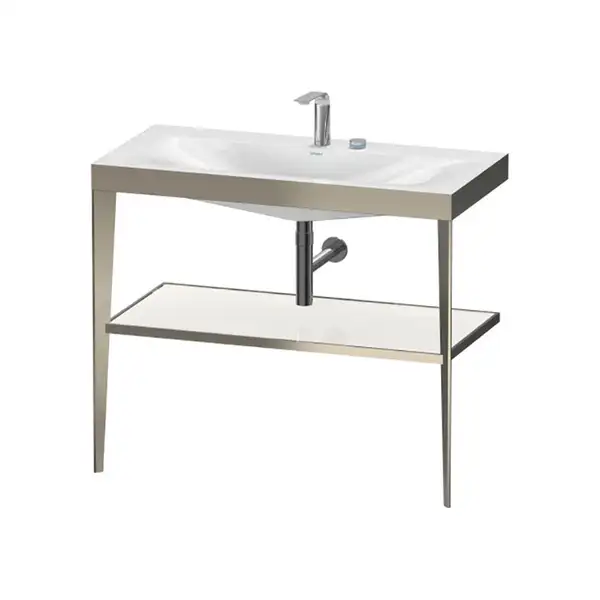 Металлическая консоль с раковиной c-bonded Duravit XViu 100 х 48 х h85 см, матовое шампанское/белый глянцевый (XV4716EB185) фото 1 Aquada.com.ua