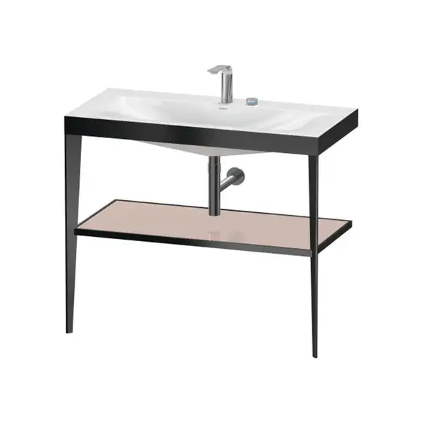Металлическая консоль с раковиной c-bonded Duravit XViu 100 х 48 х h85 см, чёрный матовый/абрикосовый жемчуг (XV4716EB210) фото 1 Aquada.com.ua