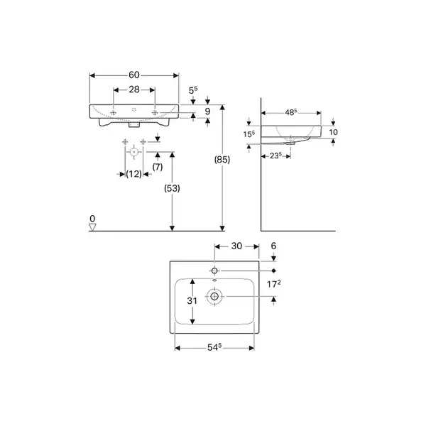 Geberit iCon Раковина підвісна 60x48.5 см, біла (124060000) Geberit iCon Раковина підвісна 60x48.5 см, біла (124060000)