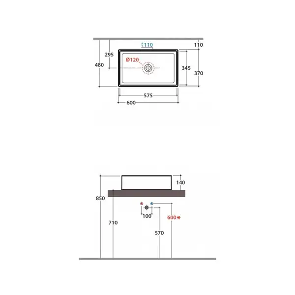Раковина накладная на столешницу Globo Forty3 60х37 см (FO062.BI) фото 3 Aquada.com.ua