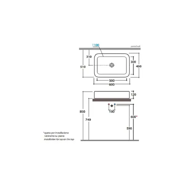 Раковина накладная на столешницу Globo Stone 60х40 см (SS060.BI) фото 3 Aquada.com.ua