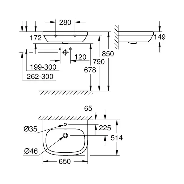 Раковина подвесная Grohe Euro Ceramic 65 х 51,4 см, с покрытием PureGuard (3932300H) фото 2 Aquada.com.ua Раковина подвесная Grohe Euro Ceramic 65 х 51,4 см, с покрытием PureGuard (3932300H) фото 2 Aquada.com.ua