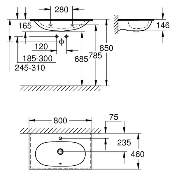 Умивальник накладний Grohe Essence 80х46 см, білий (3956700H)
