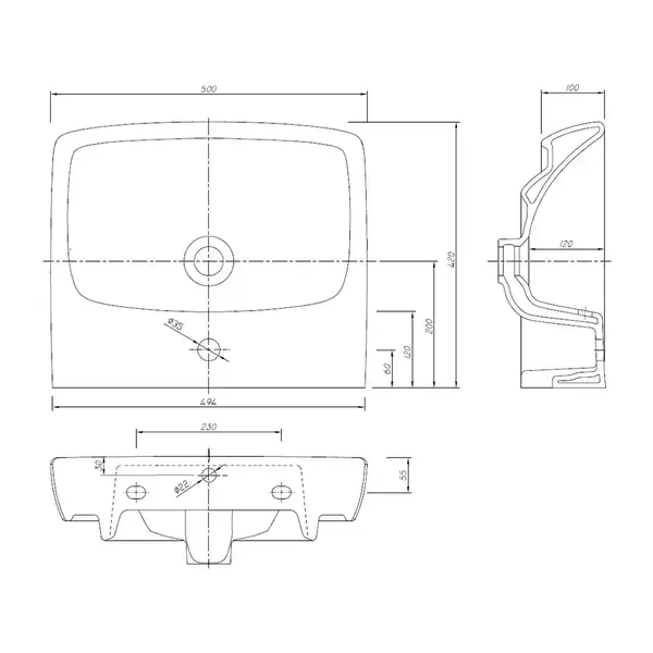 Раковина подвесная Kolo Nova Pro 50 х 42 см M31151000 (M31151000) фото 2 Aquada.com.ua Раковина подвесная Kolo Nova Pro 50 х 42 см M31151000 (M31151000) фото 2 Aquada.com.ua