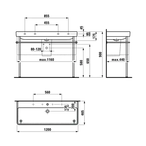 Раковина подвесная 120 х 46,5 см Laufen Pro S (H8149650001041) фото 2 Aquada.com.ua Раковина подвесная 120 х 46,5 см Laufen Pro S (H8149650001041) фото 2 Aquada.com.ua