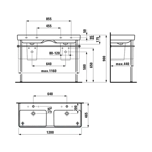Двойная раковина 120 х 46,5 см Laufen Pro S (H8149660001041) фото 4 Aquada.com.ua Двойная раковина 120 х 46,5 см Laufen Pro S (H8149660001041) фото 4 Aquada.com.ua