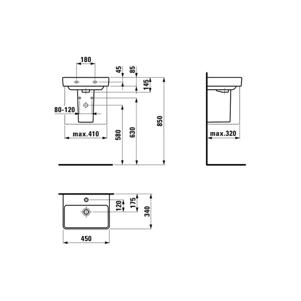 Маленькая (мини) раковина 45 х 34 см Laufen Pro S (H8159610001041) фото 9 Aquada.com.ua Маленькая (мини) раковина 45 х 34 см Laufen Pro S (H8159610001041) фото 9 Aquada.com.ua