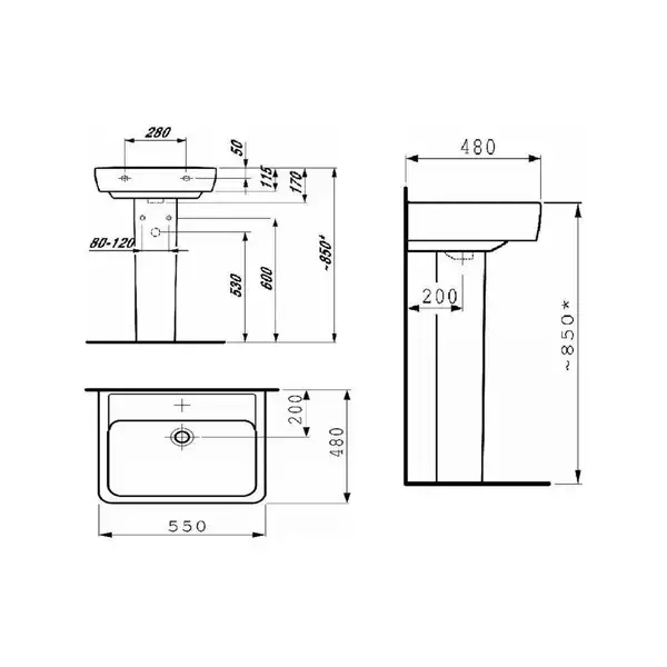 Раковина подвесная 55 х 48 см Laufen Pro (H8189510001041) Раковина подвесная 55 х 48 см Laufen Pro (H8189510001041)