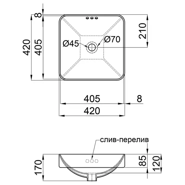 Раковина Qtap Jay з донним клапаном QT0711K424W (QT0711K424W) фото 2 Aquada.com.ua