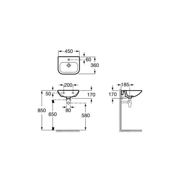 Маленькая (мини) раковина Roca Nexo 45 х 36 см (A327643000) фото 3 Aquada.com.ua Маленькая (мини) раковина Roca Nexo 45 х 36 см (A327643000) фото 3 Aquada.com.ua