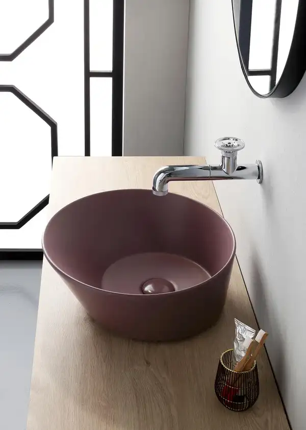 Раковина накладная на столешницу Simas Wave Ø 42 см, prugna matt (WA 01 prugna matt) фото 3 Aquada.com.ua