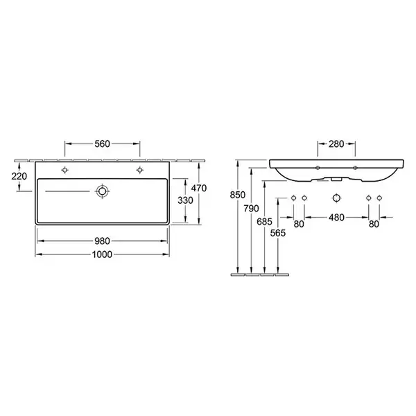 VILLEROY & BOCH AVENTO умывальник 100*47см прямоугольный на тумбу (4156A101) фото 2 Aquada.com.ua VILLEROY & BOCH AVENTO умывальник 100*47см прямоугольный на тумбу (4156A101) фото 2 Aquada.com.ua
