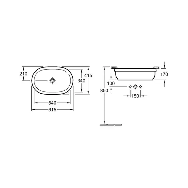 VILLEROY & BOCH Раковина под столешницу Villeroy&Boch Architectura 54х34 см (41766001) фото 2 Aquada.com.ua