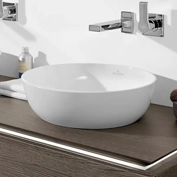 Раковина накладная на столешницу Villeroy & Boch Artis Ø 43 см, white alpin ceramic plus (417943R1) фото 3 Aquada.com.ua