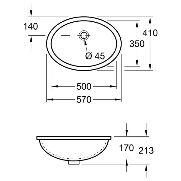 Раковина встраиваемая под столешницу Villeroy & Boch Evana 500 х 350 мм (61470001) фото 2 Aquada.com.ua Раковина встраиваемая под столешницу Villeroy & Boch Evana 500 х 350 мм (61470001) фото 2 Aquada.com.ua