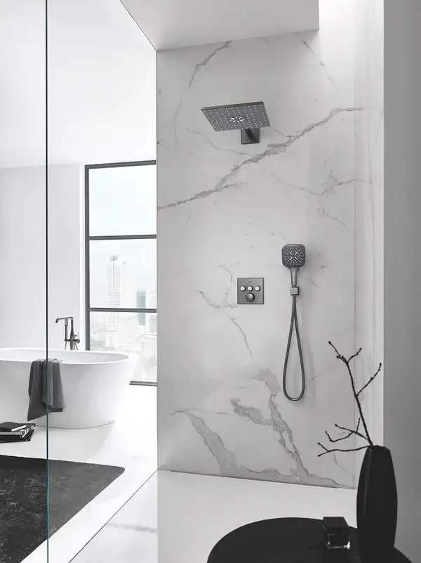 Лейка для душа Grohe Rainshower SmartActive Cube (цвет - тёмный графит, матовый), 3 вида струи (26582AL0) фото 4 Aquada.com.ua