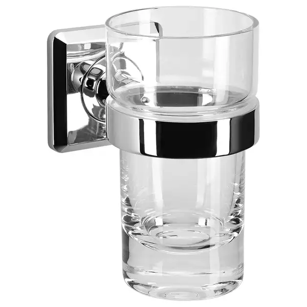 Стакан для зубных щёток Emco S800, хром/стекло прозрачное (002-1363) фото 1 Aquada.com.ua