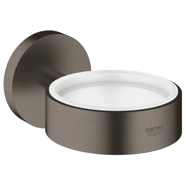 Держатель для стакана или мыльницы Grohe Essentials, тёмный графит, матовый/стекло матовое (40369AL1) фото 1 Aquada.com.ua