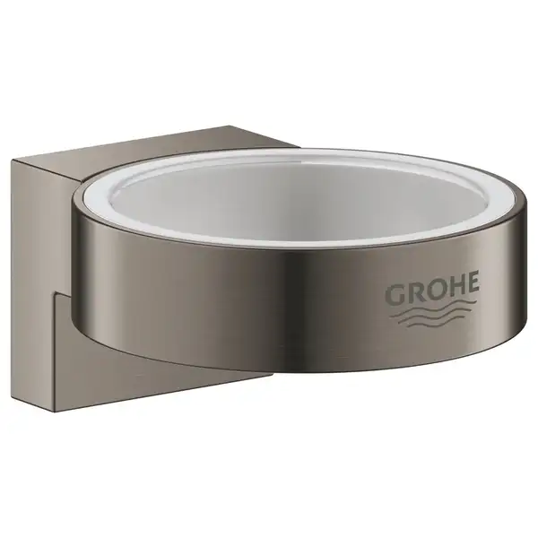 Держатель для стакана или мыльницы Grohe Selection, тёмный графит, матовый/стекло матовое (41027AL0) фото 1 Aquada.com.ua
