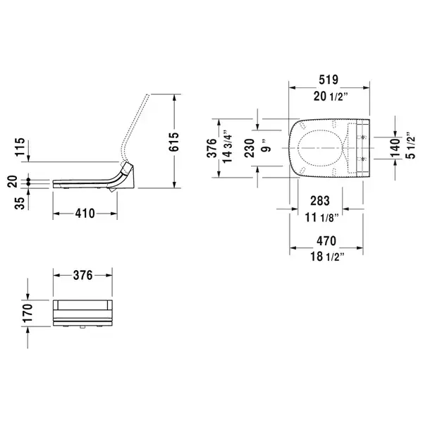 Сиденье для унитаза функицей биде Duravit SensoWash® Starck C (610200002000300) фото 2 Aquada.com.ua