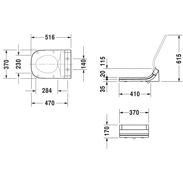 Крышка-биде Duravit SensoWash Starck C для Happy D.2 (610300002000300) фото 4 Aquada.com.ua