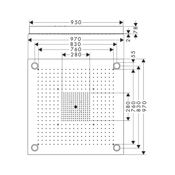 Верхний душ Axor ShowerSolutions 970 x 970 мм, с подсветкой (цвет - хром), 3 типа струи (10623800) фото 7 Aquada.com.ua
