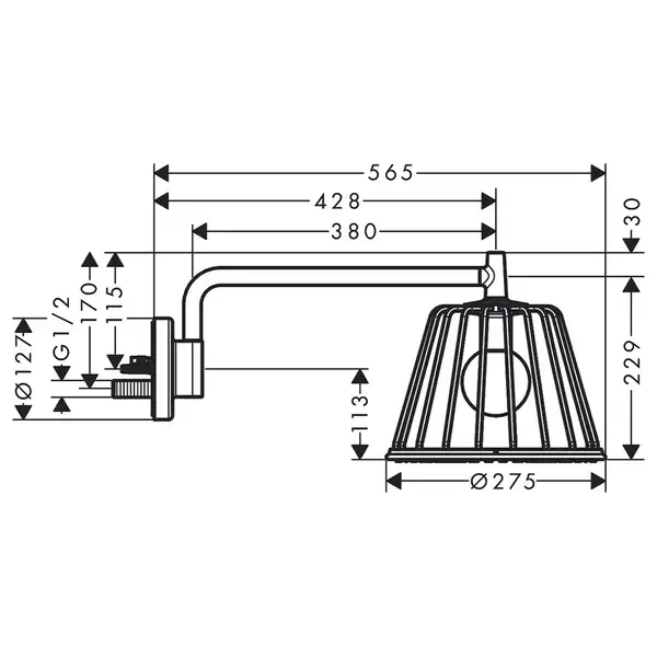 Верхний душ, поворотный Ø 275 мм Axor LampShower (цвет - матовое красное золото), 1 вид струи (26031310) фото 2 Aquada.com.ua