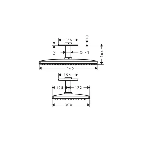 Верхний душ 460/300 2jet Axor ShowerSolutions (цвет - хром) (35279000) фото 2 Aquada.com.ua