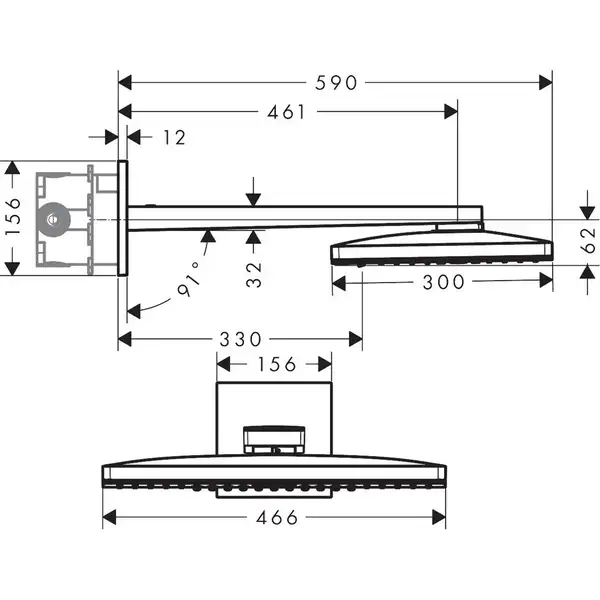 Верхній душ Axor ShowerSolutions 460х300 3jet з власником, chrome (35282000) Верхній душ Axor ShowerSolutions 460х300 3jet з власником, chrome (35282000)