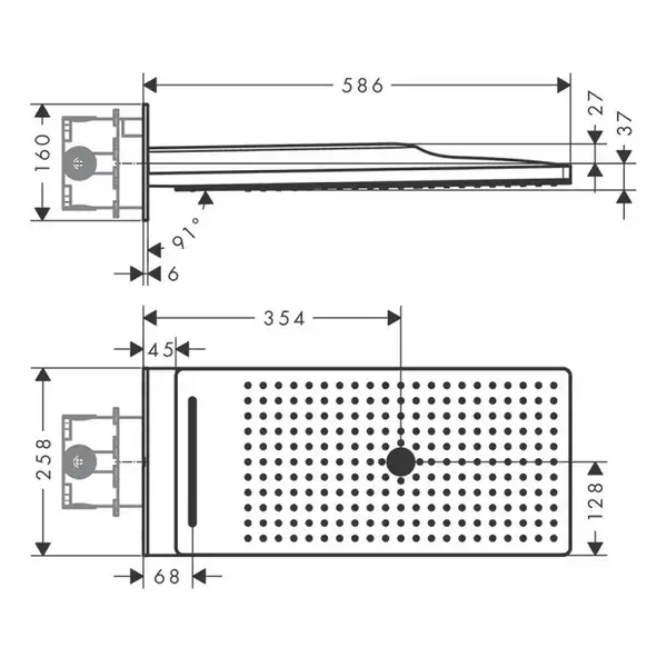 Верхний душ 580 х 250 мм Axor ShowerSolutions (цвет - полированное красное золото), 3 вида струи (35283300) фото 2 Aquada.com.ua