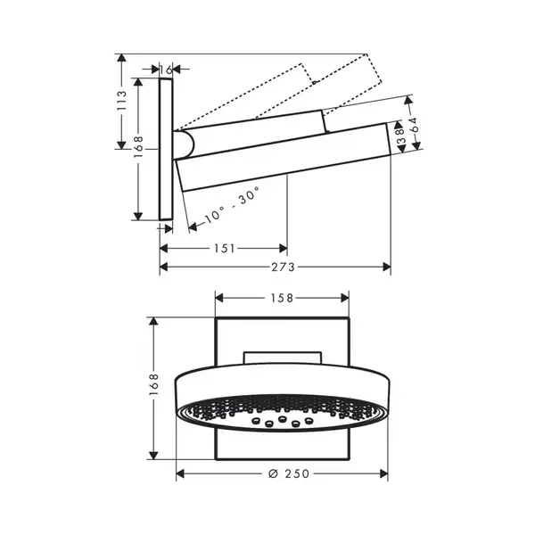 Верхній душ, Hansgrohe Rainfinity 360 3jet, матовий чорний (26234670)