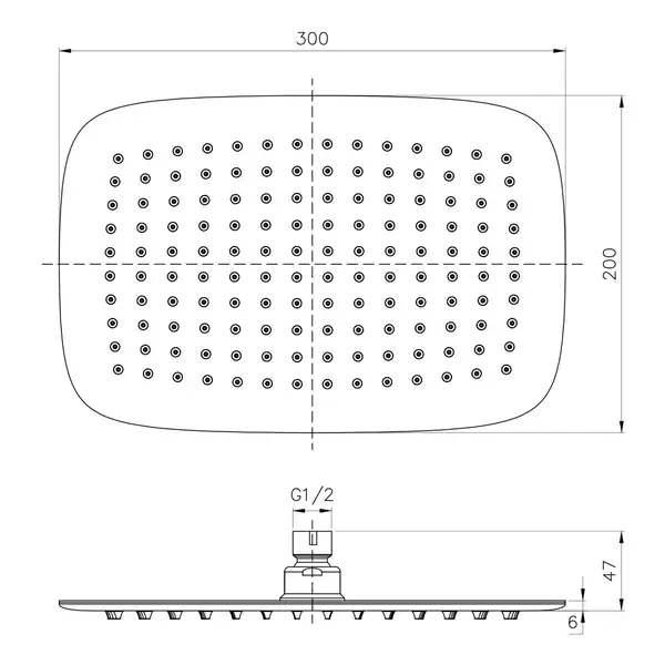 Верхний душ Imprese (цвет - хром) 300 х 200 мм (S300200SS6) фото 2 Aquada.com.ua