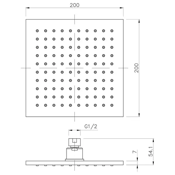 IMPRESE Душ верхний 200х200 мм, латунь (SQ200B) фото 2 Aquada.com.ua
