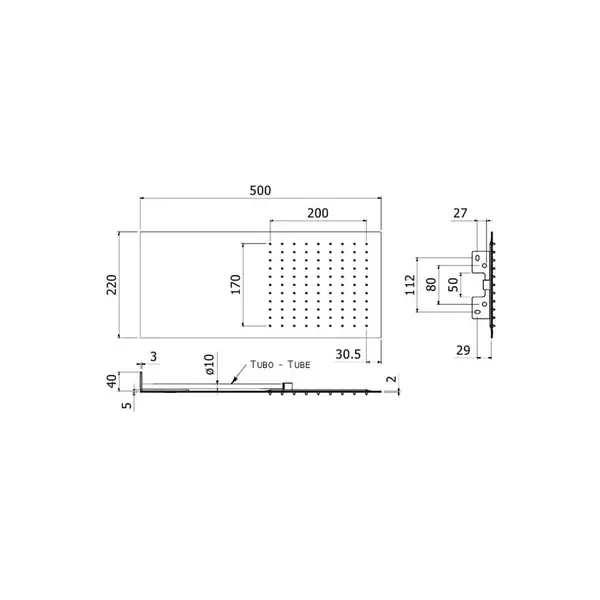 Верхний душ Paffoni SLIM 500 x 220 x h2 мм, хром (ZSOF117CR)