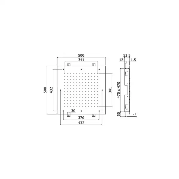Верхний душ Paffoni BOSTON “Quadro ” 500 х 500 мм (ZSOF301CR)