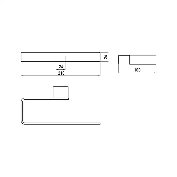 Полотенцедержатель 210 мм Emco Loft Black, чёрный матовый (055513300) фото 2 Aquada.com.ua