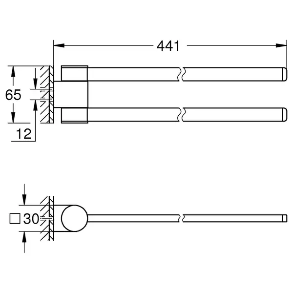 Подвійний тримач для рушників Grohe Selection (41063000) Подвійний тримач для рушників Grohe Selection (41063000)