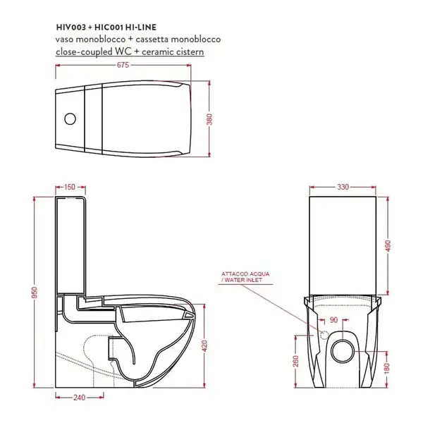 ARTCERAM Унитаз-компакт ArtCeram Hi-Line с сиденьем Soft Close, чёрный глянецевый (HIV003 03;00+HIC001) фото 2 Aquada.com.ua