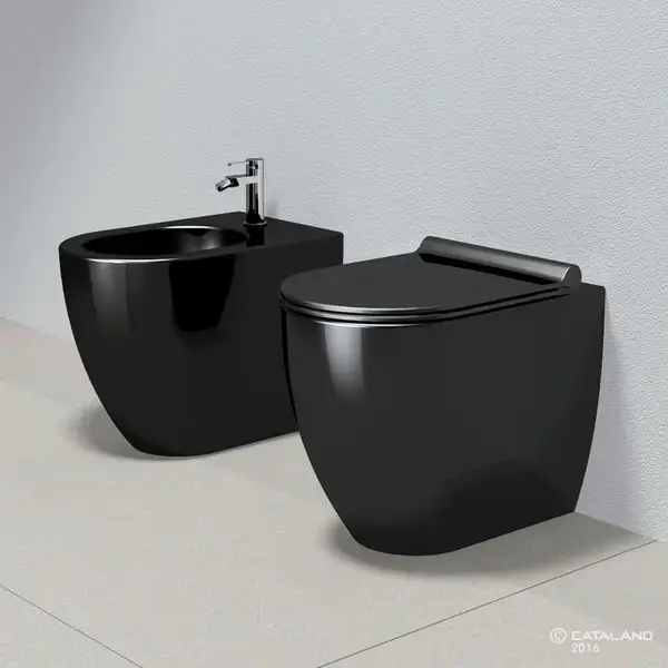 Унитаз приставной Catalano Sfera с сиденьем Soft Close, чёрный глянцевый (1VPC52NE+5SCSTPNNE) фото 2 Aquada.com.ua