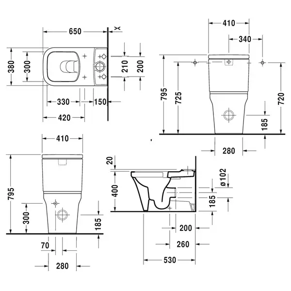 Унитаз Duravit P3 Comforts + бачок (с сиденьем SoftClose) Rimless (безободковый) (2167090000+0937100005+0020490000) фото 3 Aquada.com.ua
