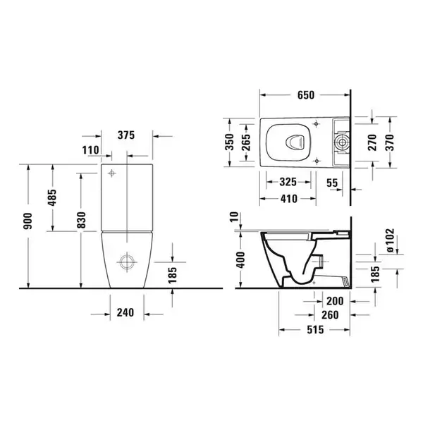 Унитаз - компакт Duravit Viu Rimless (безободковый), с сиденьем Soft Close (2191090000+0942000005+0021290000) фото 2 Aquada.com.ua