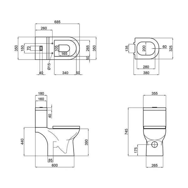 Унітаз-компакт Qtap Missel з сідінням Soft-close QT0222599W (QT0222599W) фото 2 Aquada.com.ua
