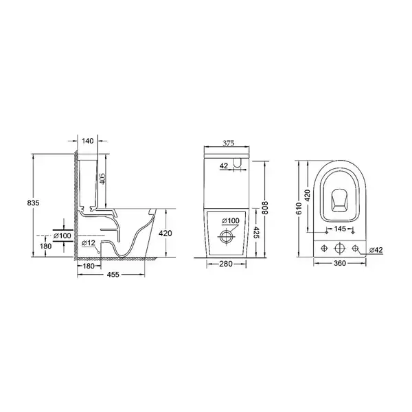 Унітаз-компакт Qtap Stork безобідковий з сідінням Soft-close QT15222179W (QT15222179W) фото 2 Aquada.com.ua