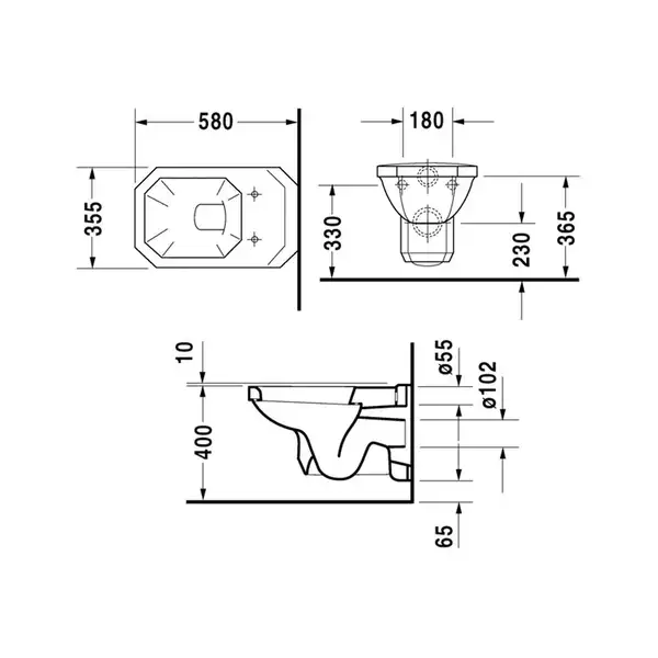 Унитаз подвесной Duravit 1930, цвет белый (0182090000) фото 5 Aquada.com.ua