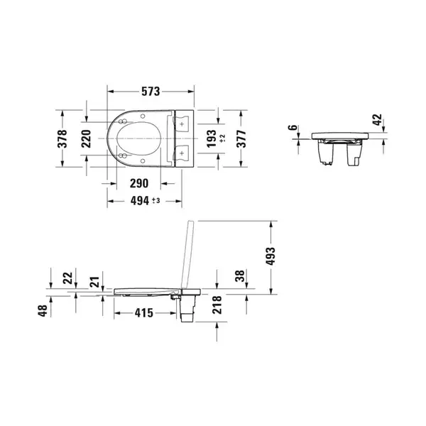 Унитаз-биде Rimless (безободковый) Duravit Me by Starck с сиденьем SensoWash® Starck Plus (2510092000+612000012000320) фото 10 Aquada.com.ua