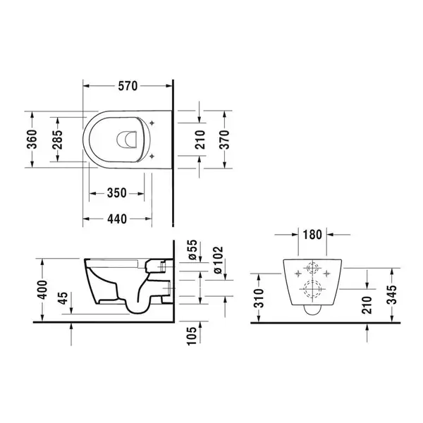 Унитаз подвесной Duravit ME by Stack (с сиденьем Soft Close) (2529090000+0020090000) фото 3 Aquada.com.ua