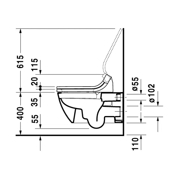Унитаз подвесной Duravit Happy D.2 с сиденьем SensoWash (2550590000+610300002000300) фото 5 Aquada.com.ua