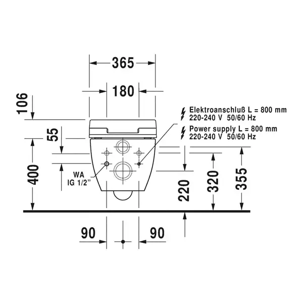 Унитаз подвесной Duravit Happy D.2 с сиденьем SensoWash (2550590000+610300002000300) фото 6 Aquada.com.ua